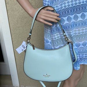 Kate Spade Staci Saffiano Leather Shoulder Bag Crystal Blue